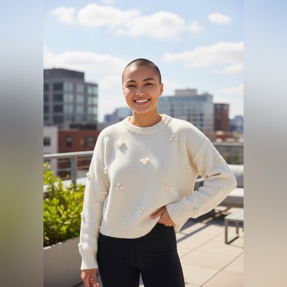 Madewell Embroidered Sweater XXS Crew Neck Long Sleeve Ribbed Knit Pullover - Picture 1 of 6